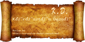 Körösztös Dezső névjegykártya
