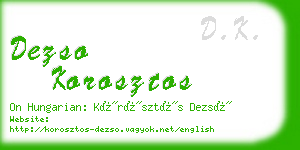 dezso korosztos business card
